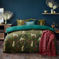 Tropica Cheetah Botanical Duvet Cover Set Moss/Teal, Moss/Teal / Super King