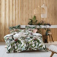 Wonderplant Exotic Botanical 100% Cotton Duvet Cover Set White/Green, White/Green / King