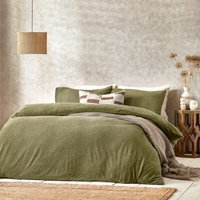 Boucle Duvet Cover Set Olive, Olive / Double