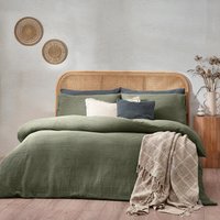 Chunky Waffle Duvet Cover Set Eucalyptus, Eucalyptus / Double