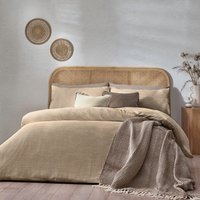 Chunky Waffle Duvet Cover Set Linen, Linen / Double