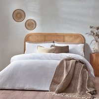 Chunky Waffle Duvet Cover Set White, White / Super King