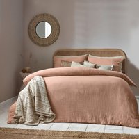 Lark Cotton Muslin Duvet Cover Set Pink Clay, Pink Clay / Super King