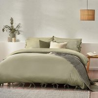 Mallow Bow Tie Duvet Cover Set Soft Sage, Soft Sage / Double