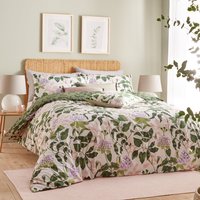 Passiflora Botanical Duvet Cover Set Peach/Wine Green, Peach/Wine Green / Super King