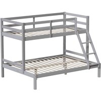 Vida Designs Sydney Tripler Sleeper Bunk Bed 3Ft Single & 4Ft Double Bed, Grey, 90 X 190 Cm & 135 X 190 Cm