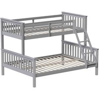 Vida Designs Milan Tripler Sleeper Bunk Bed Detachable 3Ft Single & 4Ft Double Bed, Grey, 90 X 190 Cm & 135 X 190 Cm