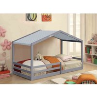 Sleepon 3Ft Wooden House Bed Grey With Grey Tent