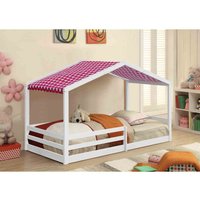Sleepon 3Ft Wooden House Bed White With Red Tent