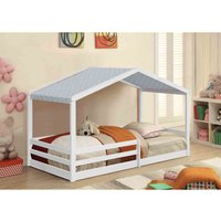 Sleepon 3Ft Wooden House Bed White With Grey Tent