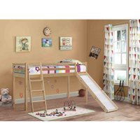 Sleepon 3Ft Wooden Mid Sleeper In Natural With Slide