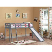 Sleepon 3Ft Wooden Mid Sleeper In Grey With Slide