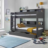 Bedmaster Oliver Onyx Grey Storage Bunk Bed No Drawer With Orthopaedic Mattresses