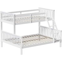 Vida Designs Milan Tripler Sleeper Bunk Bed Detachable 3Ft Single & 4Ft Double Bed, White, 90 X 190 Cm & 135 X 190 Cm