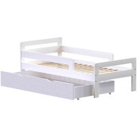 Junior Vida Taurus Solid Pine Wood Toddler Bed With Underbed Storage Drawer, White, 70 X 140 Cm