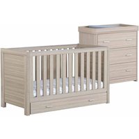 Babymore Luno Oak Room Set 2 Pieces With Drawer- Cot Bed Chest