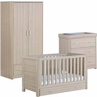 Babymore Luno Oak Room Set 3 Pieces With Drawer - Cot Bed Chest Wardrobe