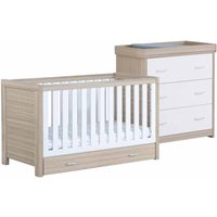 Babymore Luno White Oak Room Set 2 Pieces With Drawer - Cot Bed Chest