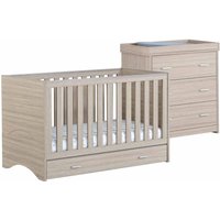 Babymore Veni Oak Room Set 2 Pieces With Drawer - Cot Bed Chest