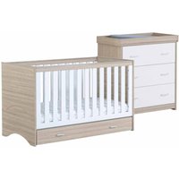 Babymore Veni White Oak Room Set 2 Pieces With Drawer - Cot Bed Chest