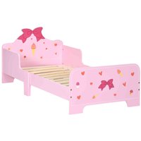 ZONEKIZ Kids Toddler Bed with Cute Patterns Safety Rails - Pink