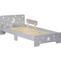 ZONEKIZ Toddler Bed with Star and Moon Patterns - Grey
