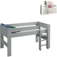 Steens For Kids Mid Sleeper Incl. Tree Of Life Tent + Tunnel + 2. Pocket In Green + 1. Pocket In Red, Folkestone Grey