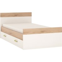 4Kids Single Bed With Under Drawer In Light Oak And White High Gloss (Lemon Handles)