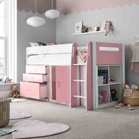 Bedmaster Lacy Pink Storage Mid Sleeper And Orthopaedic Mattress