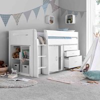 Bedmaster Lacy White Storage Mid Sleeper And Memory Foam Mattress