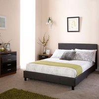 Bugi Double Bed Faux Leather Black 3 x 7ft