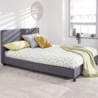 Bugi Double Bed Faux Leather Grey 5 x 7ft
