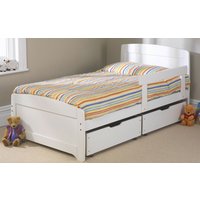 Friendship Mill Wooden Rainbow Kids Bed, Single Short, 2 Side Drawers, Blue, Matching Guard Rail