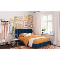 Novo Annie Fabric Bed Frame, King Size, Blue Velvet