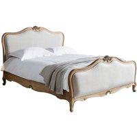 Gallery Interiors Chic Super King Linen Upholstered Bed in Weathered Wood