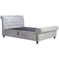 Olivia's Caspian Side Opening Ottoman Bed in Steel Crushed Velvet / Super Kingsize