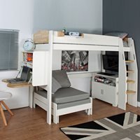 Urban Birch High Sleeper 2 Bed with Sofa Bed, 2 Door Storage & Pull Down Desk