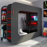 Trasman Pod Solo 2 Gaming High Sleeper Bed with Chair Bed 90x200cm