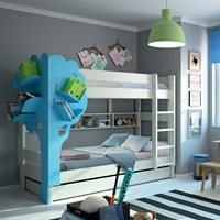 Mathy by Bols Separable Bunk Bed in Dominique Design with Tree Bookcase & Shelves