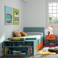 Mathy by Bols Single Bed in Madaket Design with Optional Trundle Drawer - Mathy Cement Grey