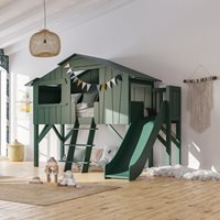 Mathy by Bols Original Treehouse Cabin Bed with Platform & Slide in 3 Sizes & 26 Colours - Double