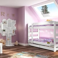 Mathy By Bols Separable Bunk Bed in Dominique Design - 149cm High - Mathy Azur Blue