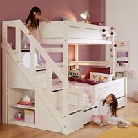 Lifetime Luxury Family Bunk Bed with Storage Steps in Whitewash - Single