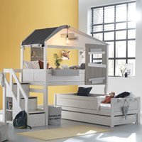 Lifetime The Hideout Corner Bunk Bed with Storage Steps  - Lifetime Whitewash