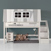 Lifetime Adventure Hangout Mid Sleeper Bed with Storage Steps and Den - Lifetime White