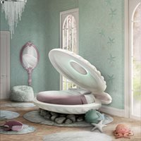 Little Mermaid Shell Bed in Rainbow Finish