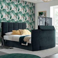 Thornberry - King Size - Electric TV Bed - Dark Grey - Velvet - 5ft - Happy Beds