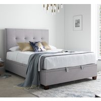 Yorkie - Ottoman - King - Lift Up Storage Bed -  Light Grey - Fabric - King Size - Happy Beds