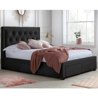 Woodbury - Double - 4 Drawer Storage Bed - Black - Velvet - 4ft6 - Happy Beds