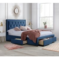 Woodbury - King Size - 4 Drawer Storage Bed - Blue - Velvet - 5ft - Happy Beds